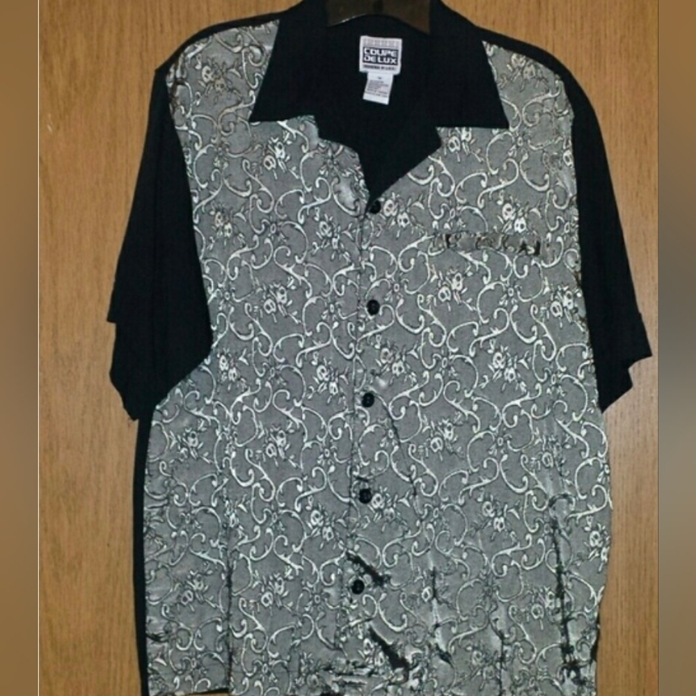 🇺🇦 Retro Men's Button Shirt With Skulls Rare Vintage New Without Tag